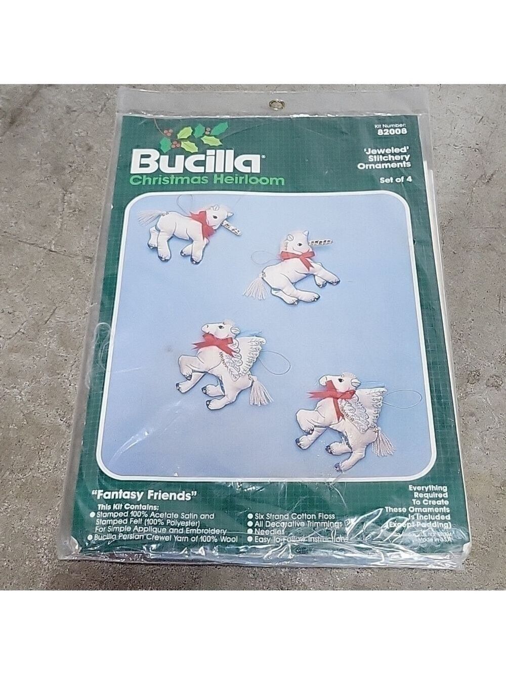 Bucilla Kit #82008, Fantasy Friends, Jeweled Stitchery Ornaments, Christmas